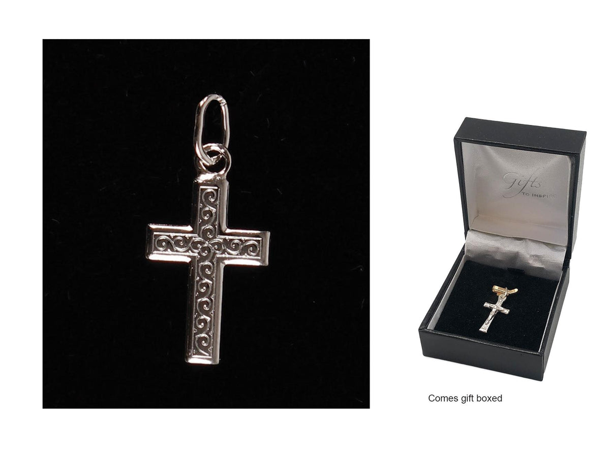 Sterling Silver Engraved Cross