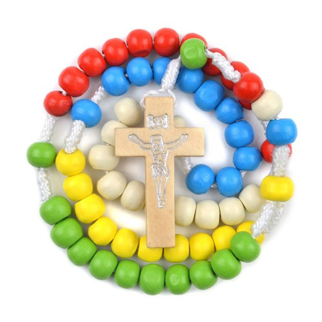 Children's Wood Rope Rosary, with Instruction Booklet