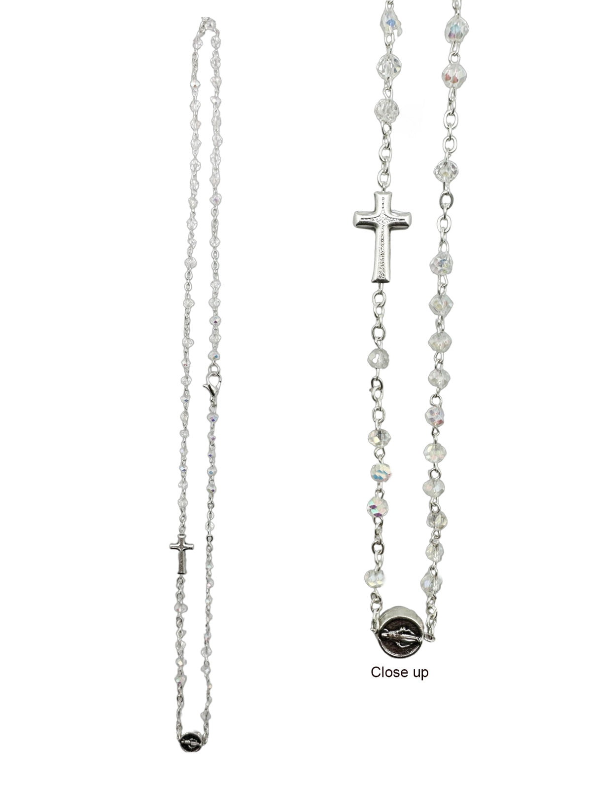 Rosary Necklace Chrystal White