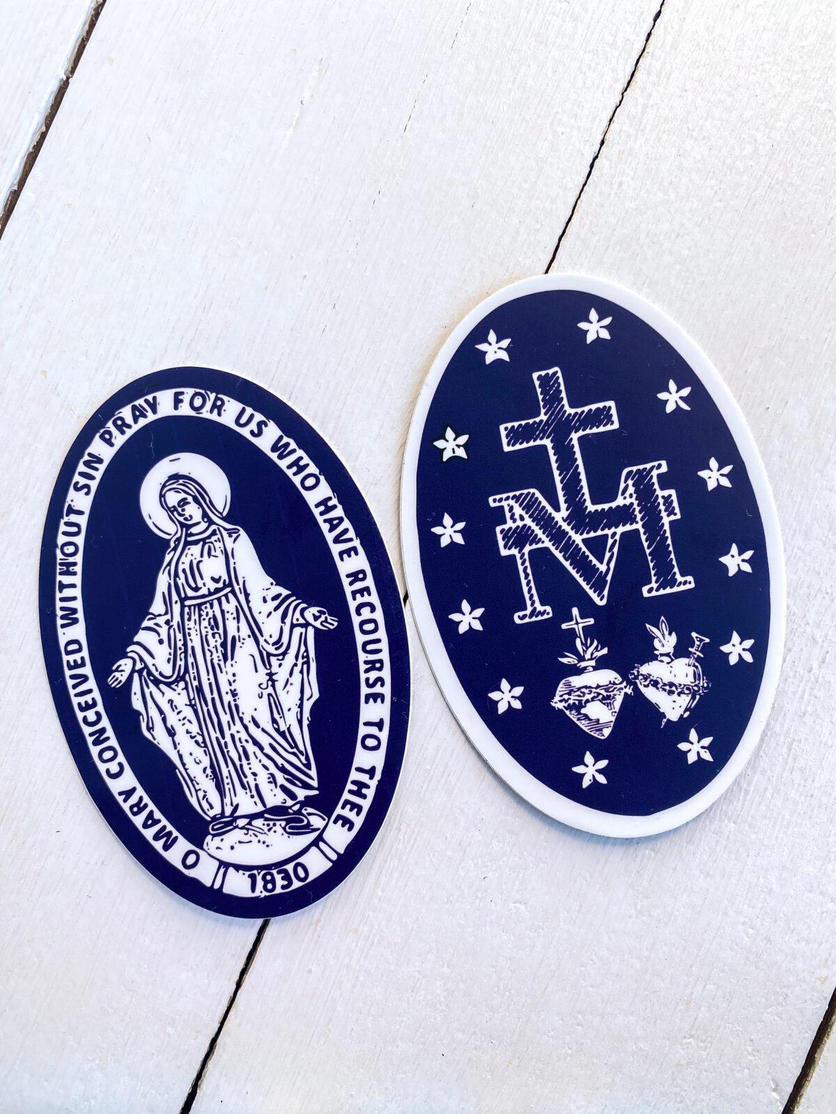 Miraculous Medal Decal 2 sides