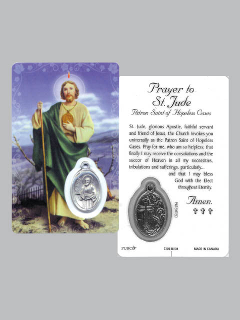 Laminated Card & medal - St Jude