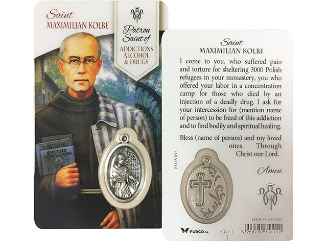 St Maximillian Kolbe Laminated Card & Medal