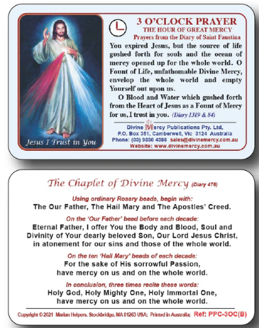 3' O'Clock Prayer Plastic card