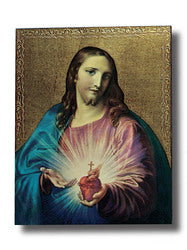 Gold Foil Icon-Style Plaque - Sacred Heart of Jesus