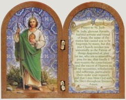 St Jude Bi-fold Plaque Wood-look Plastic