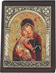 Desk Plaque - Our Lady of Perpetual Succour - Wood-look Plastic