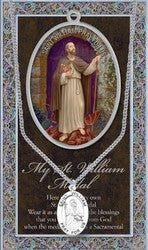 St William Pewter Medal with Stainless Steel Chain and Holy Card