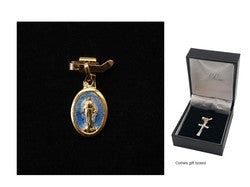 Miraculous Medal - Gold Plated Blue Enamel - 1.3 cm