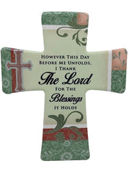 Porcelain Cross Standing or Hanging - The Lord's Blessing - 14 x 12cm