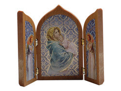 Feruzzi Madonna Tri-fold Plaque Wood-look Plastic