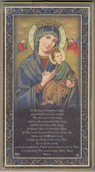 Gold Foil Wood Prayer Plaque - Our Lady of Perpetual Succour