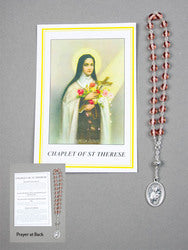 Chaplet of St Therese of Lisieux with Leaflet - pale pink beads
