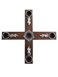 Wood Cross Advent Wreath - Taper Candles included - 4 x Advent 1 x Christmas (White)