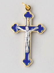 Gilt Crucifix Blue Enamel Inlay - 4cm