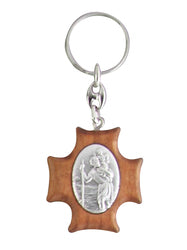 St Chris. Keyring - wood/metal