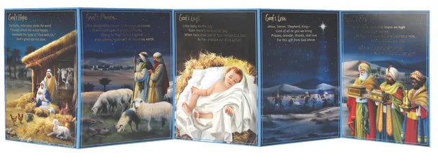 5 Panel Stand-up Christmas Card with Scripture verses,