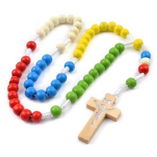 Rosary Children Wood Rope Rosary with Instruction Booklet