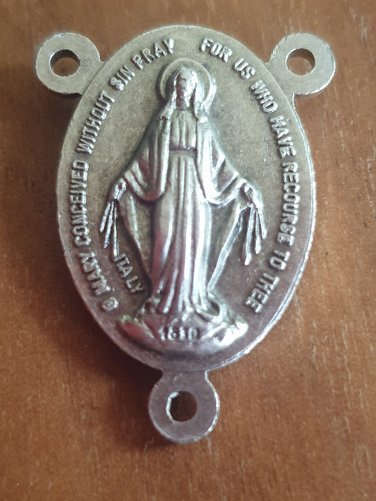 Rosary Centre with Miraculous Medal/Sacred Heart images 20mm