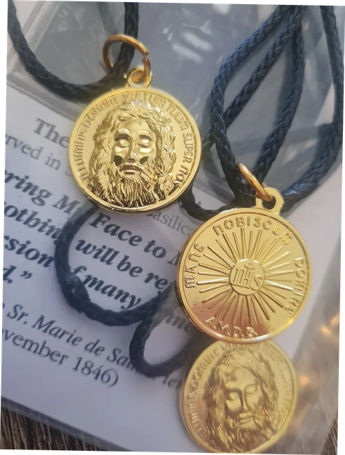 Holy Face Medal (2.2cm)on black cord
