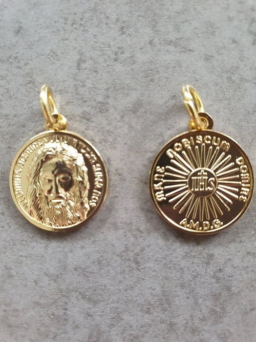Small Gold Holy Face Medal: 18mm Made in Italy