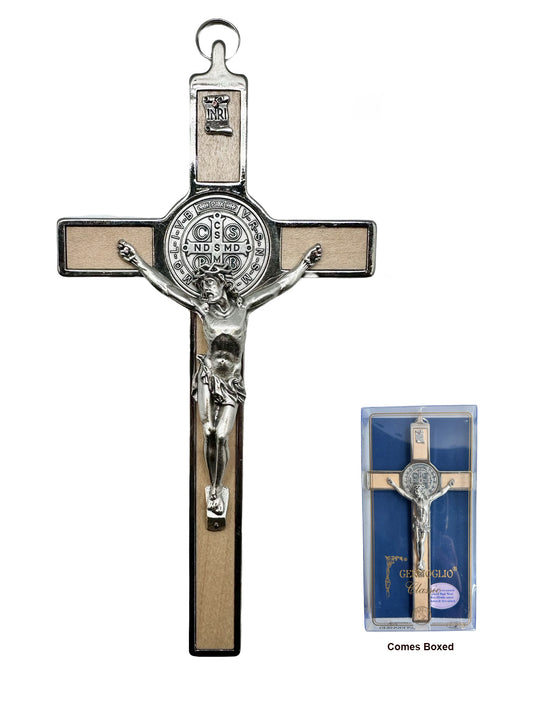 St Benedict maple/metal crucifix