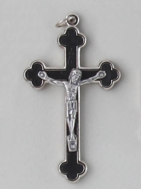 Metal Crucifix Black Enamel Inlay 5.6 cm