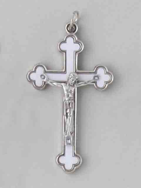 Metal Crucifix White Enamel Inlay 5.6 cm