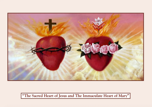 Sacred & Immaculate Hearts A4 Print