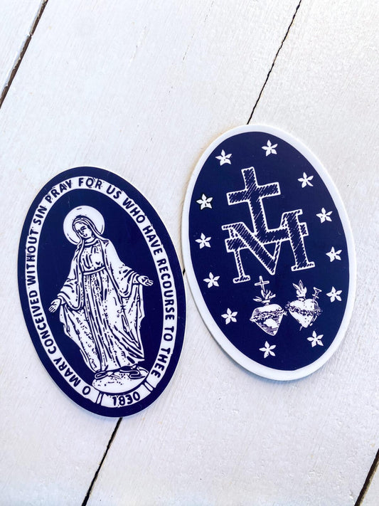 Miraculous Medal Decal 2 sides
