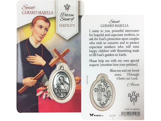 St Gerard Majella Laminated Card and Medal