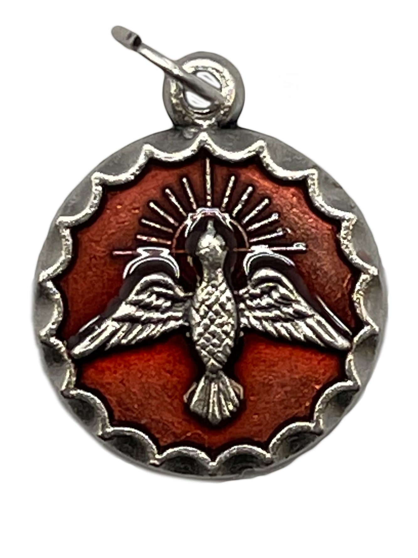 Red Enamal Holy Spirit Medal