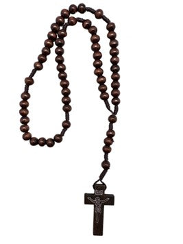 Wood Nylon Cord Rosary - Dark