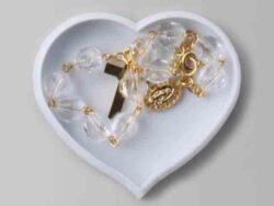 Rosary Brace Clear/silver - in Heart shaped Box