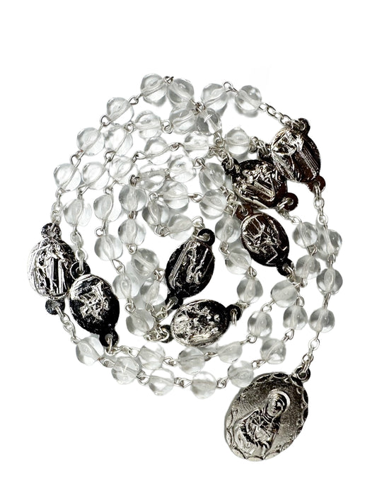 Seven Sorrows Chaplet Chrystal 6mm Round Beads Boxed