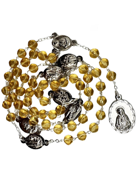 Seven Sorrows Chaplet Chrystal 6mm Round Beads Boxed