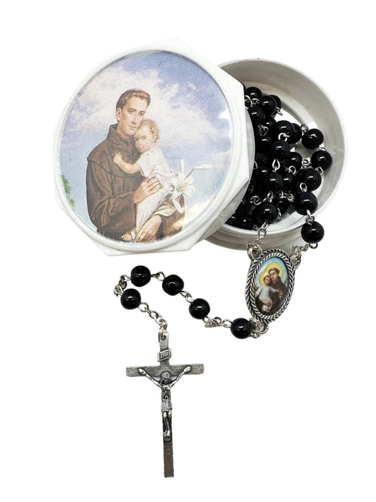 Glass Boxed Rosary-St Anthony