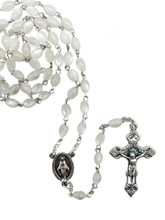 Boxed White Rosary