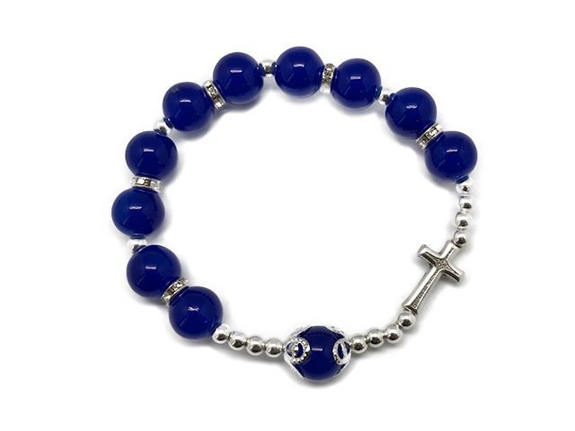 8mm Blue Rosary Bracelet