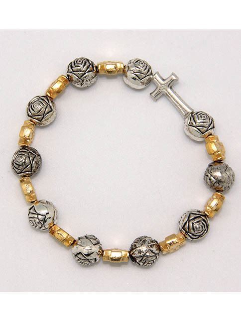 Rosary Bracelet Gold/Silver Rose