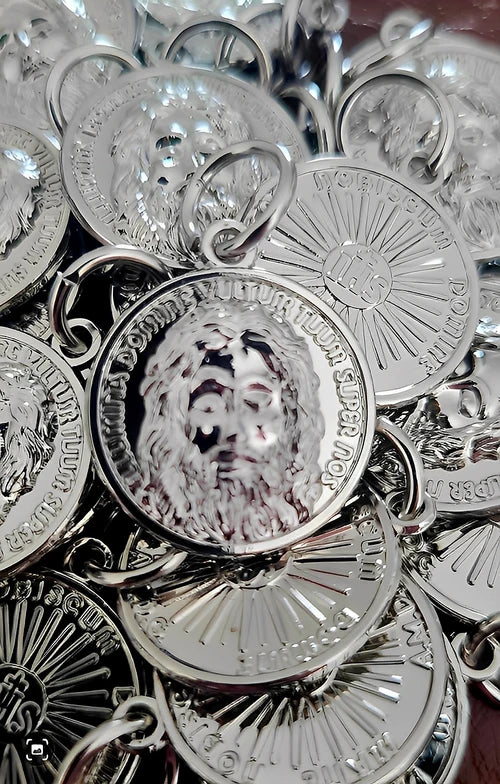 Small Silver Holy Face Medal 18mm Made in Italy