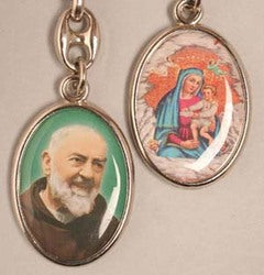Padre Pio / Mother and Child -Double-sided Keyring