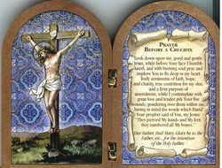Crucifixion Bi-fold Plaque Wood-look Plastic