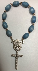 Single Decade Rosary - Blue Wood Beads