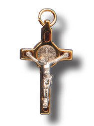 St Benedict Crucifix Gilt & Enamel 3.5 x 2cm - Assorted Colours
