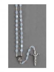 Boxed Blue Rosary, imitation mother-of-pearl