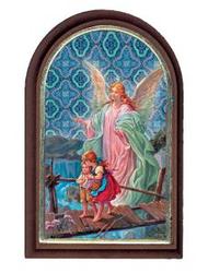 Guardian Angel Plaque Plastic Wood-look 6.5 x 10 cm