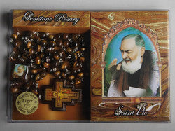 Padre Pio Rosary Tiger eye beads with San Damiano Cross and picture of Padre Pio