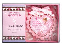 Cot Baptism Medallion Pink