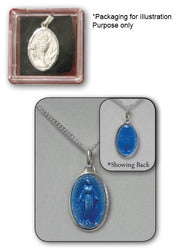 Sterling Silver and Enamel Miraculous Medal (17mm) on Chain - Boxed