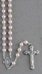 Imitation Pearl Pink Rosary Beads